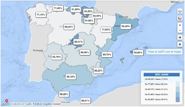 Mapa de cobertura banda ancha en España